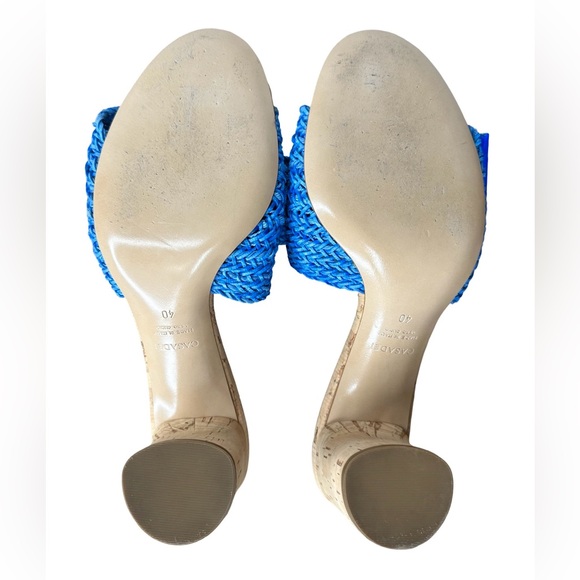 CASADEI Blue Raffia Sandle Mules, Size 40. Italian Made. Leather. EUC! - Picture 7 of 10